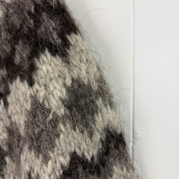 Vintage Wool Fair Isle Sweater Nordic Oversized Cardigan Boho Cabin Winter Large - Picture 9 of 10